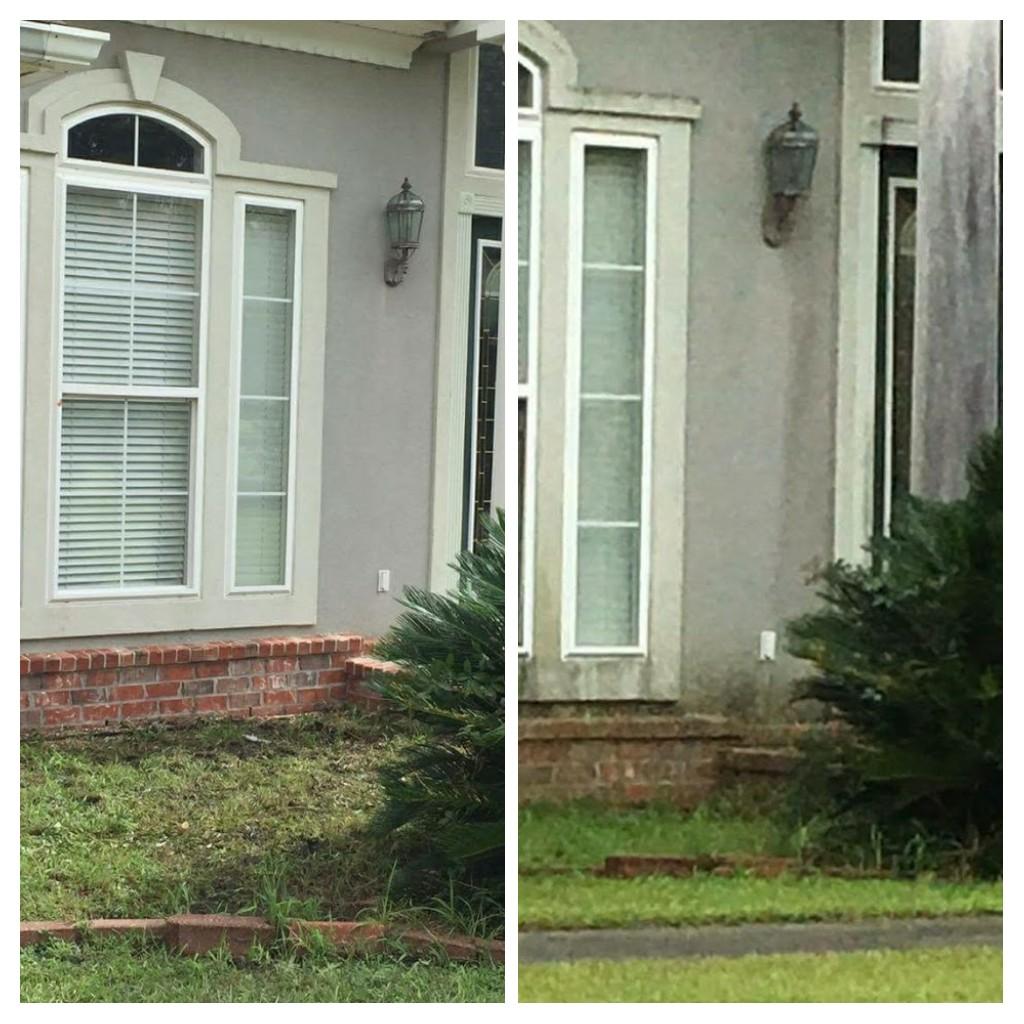Stucco cleaning before and after